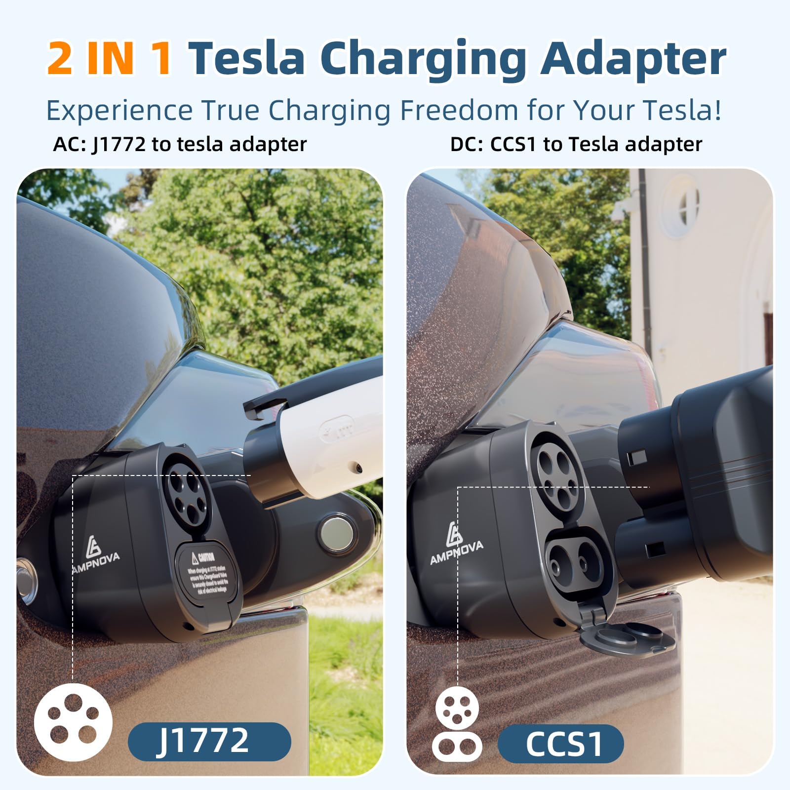 Tesla Supercharger Adapter Pro (2025) 2 w 1 CCS1 i J1772 do NACS, [CCS1 500 V DC250 KW] ultraszybkie ładowanie, kompatybilny ze wszystkimi modelami Tesla (Y/3/S/X), działa ze stacjami poziomu