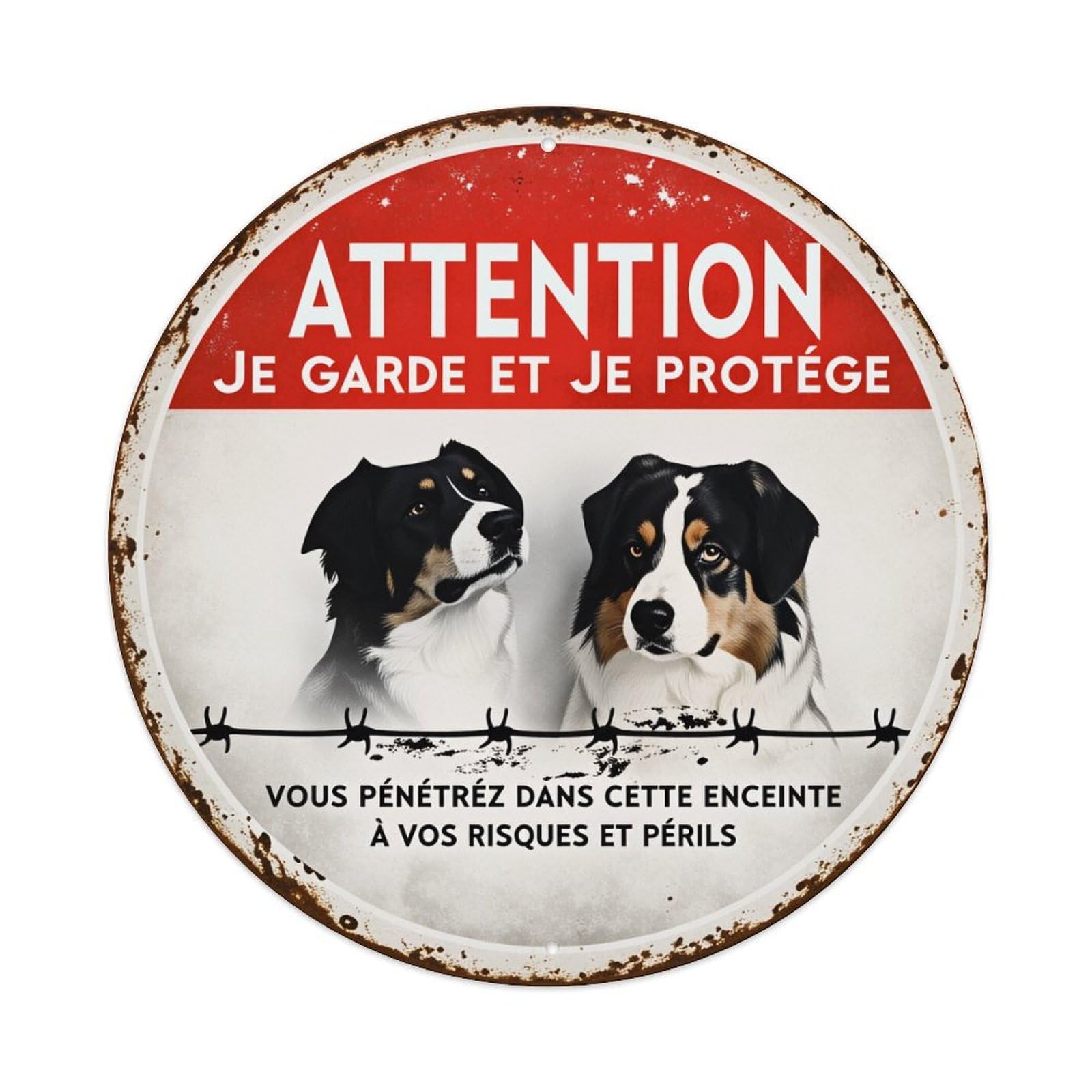 Attention Dog Guard Warning Sign Metal Tin Sign Vintage Garden Bedroom Cafe Bar Man Cave Home Wall Decor Metal Poster 8x8 inches