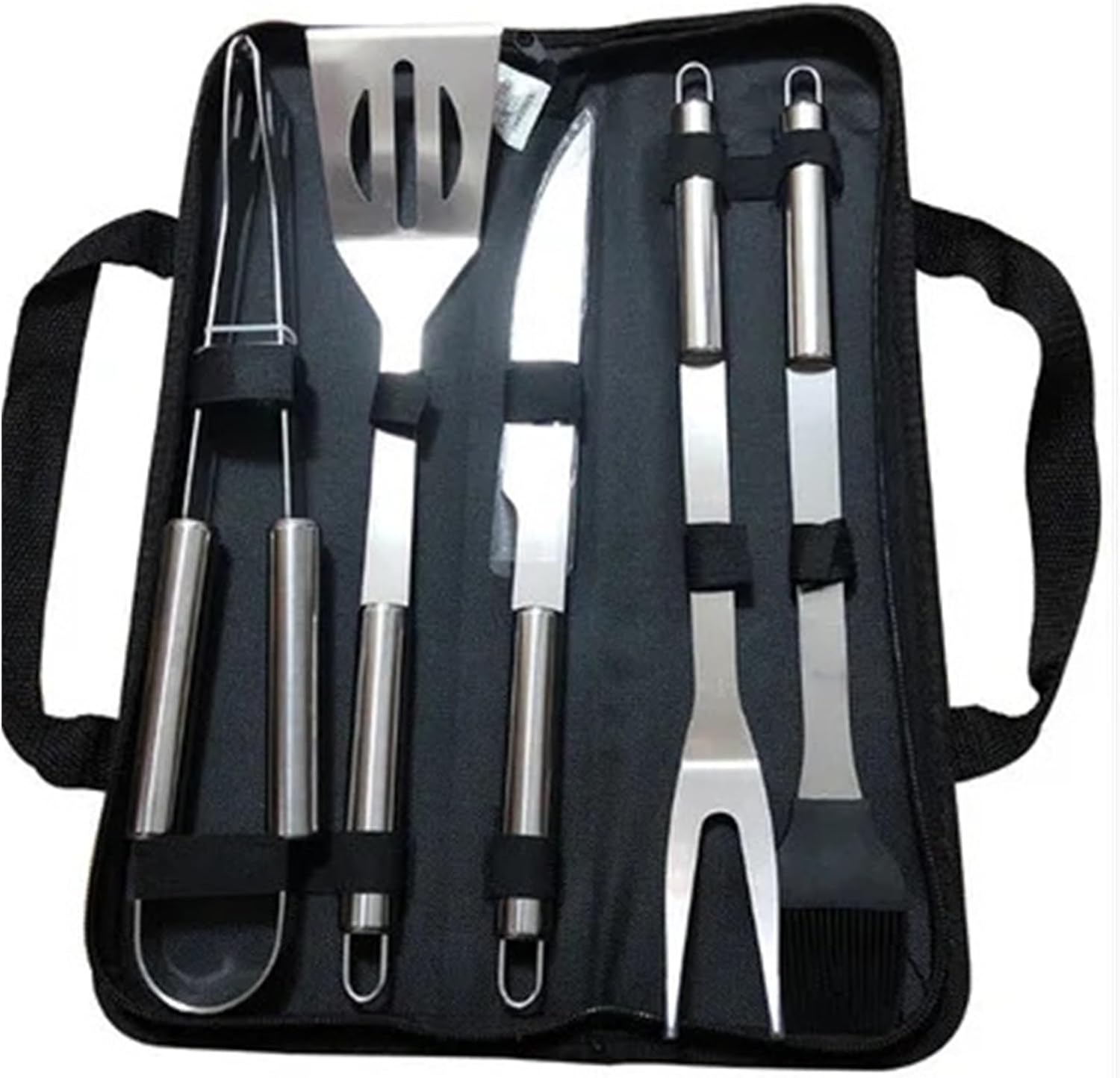Barbecue Stainless Steel Oven Set Barbecue Combination Tool Outdoor BBQ Storage Portable Cloth Bag Baking Barbecue Accessories(18-Piece Set)