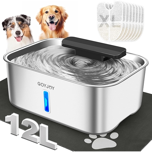12L Grande bebedouro para cães e gatos, bebedouro de aço inoxidável para gatos, grande bebedouro para animais de estimação, bebedouro para vários animais de estimação, super silencioso 12L Grande bebedouro para cães e gatos, bebedouro de aço inoxidável para gatos, grande bebedouro para animais de estimação, bebedouro para vários animais de estimação, super silencioso
