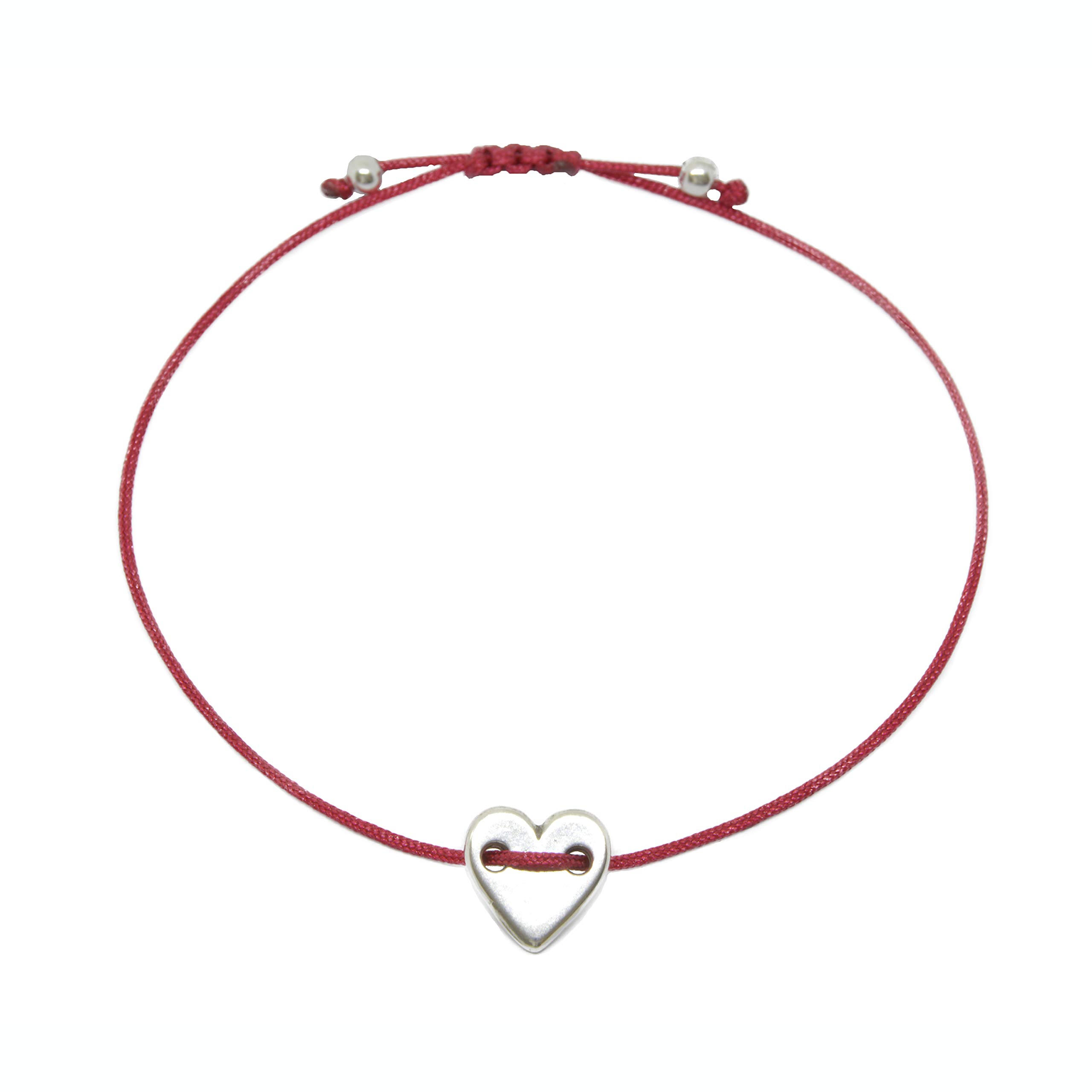 Bracciale Macramè Con Cuore Argento Fatto A Mano: Regolabile, Portafortuna, Con Confezione Regalo, Marrone