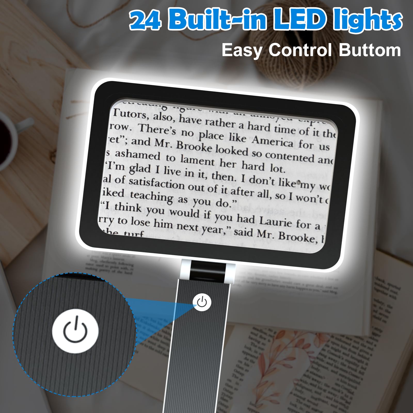 Loupe de Lecture avec Lumière 3x LED Ultra Lumineuses à Intensité Variable Pliable pour Personnes Âgées