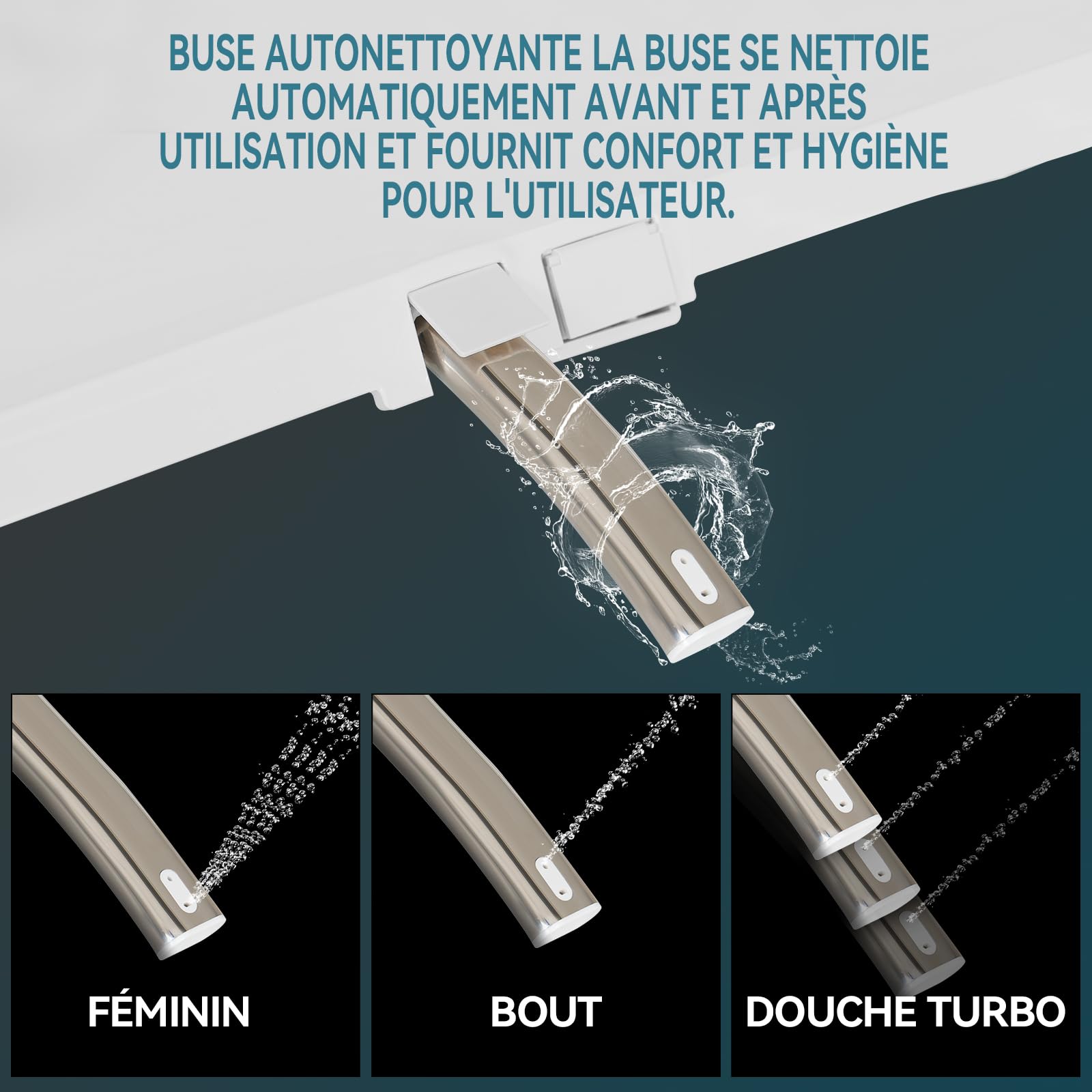 YU YUSING Siège de Toilette Intelligent Bidet avec Buse, Bidet Chauffant, Système d'Abaissement Automatique,Pression d'Eau Réglable,Séchage à l'Air Chaud,Facile à Nettoyer(Forme V)