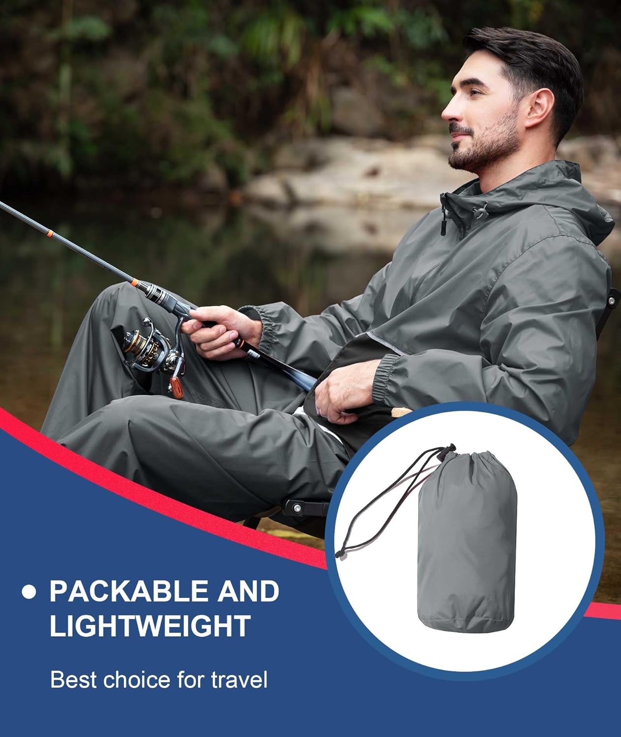 SWISSWELL Men's Rain Jacket Windbreaker Packable,Lightweight Golf Rain Coat Inner Pocket for Camping Hiking Cycling - Image 5