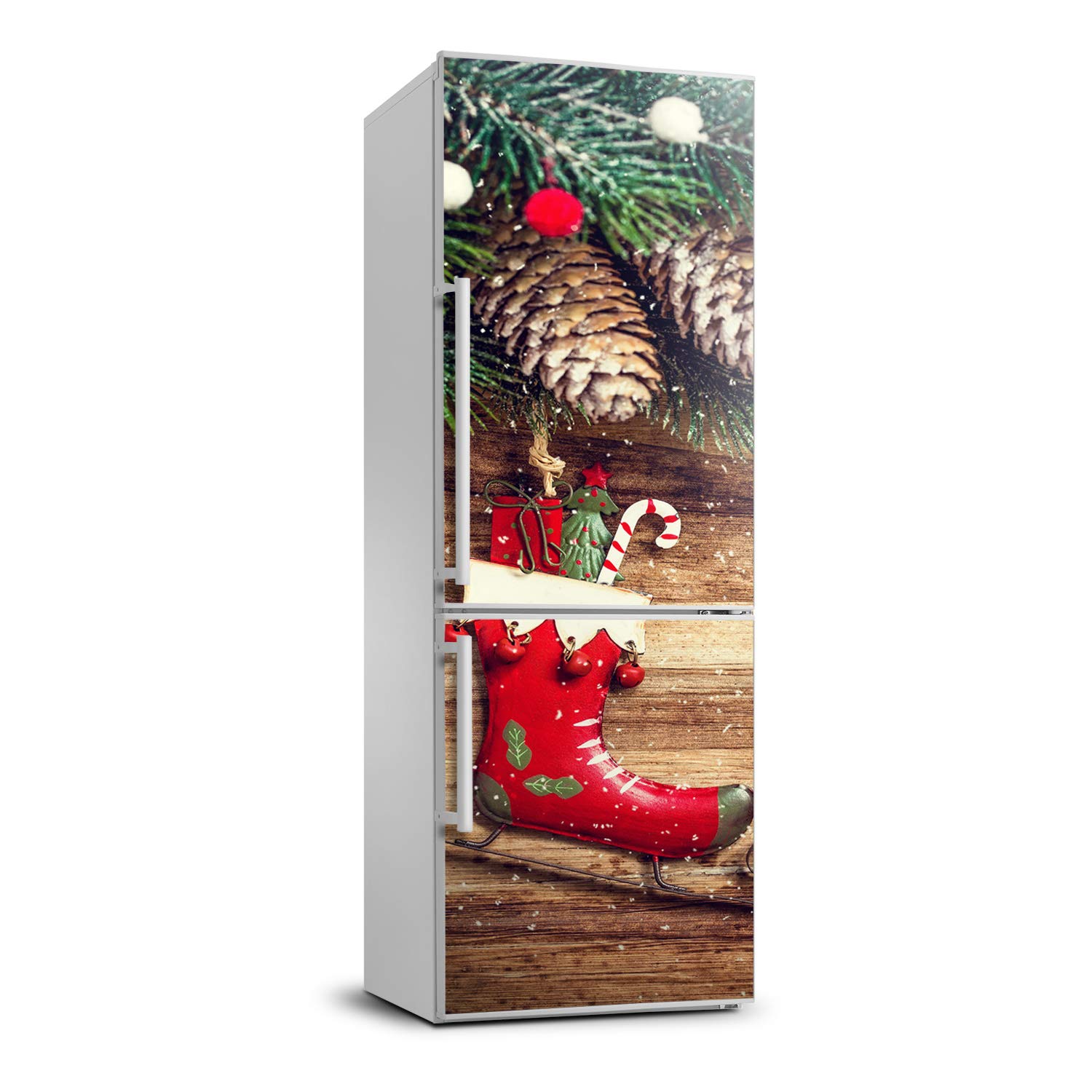 Autocollant frigo 60x180cm de Noël pour décoration cuisine festive sticker