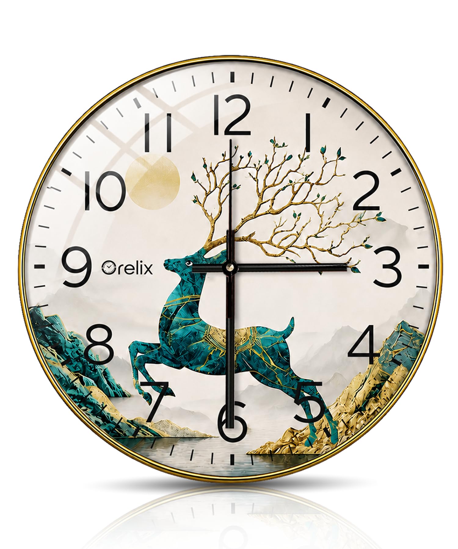 Modern Wall Clock for Hall - Silent Wall Clock with Quartz Movement | Decorative Deer Design Wall Watch for Bedroom, Living Room, & Office | Non Ticking Wall Clock for Home Décor-image-35