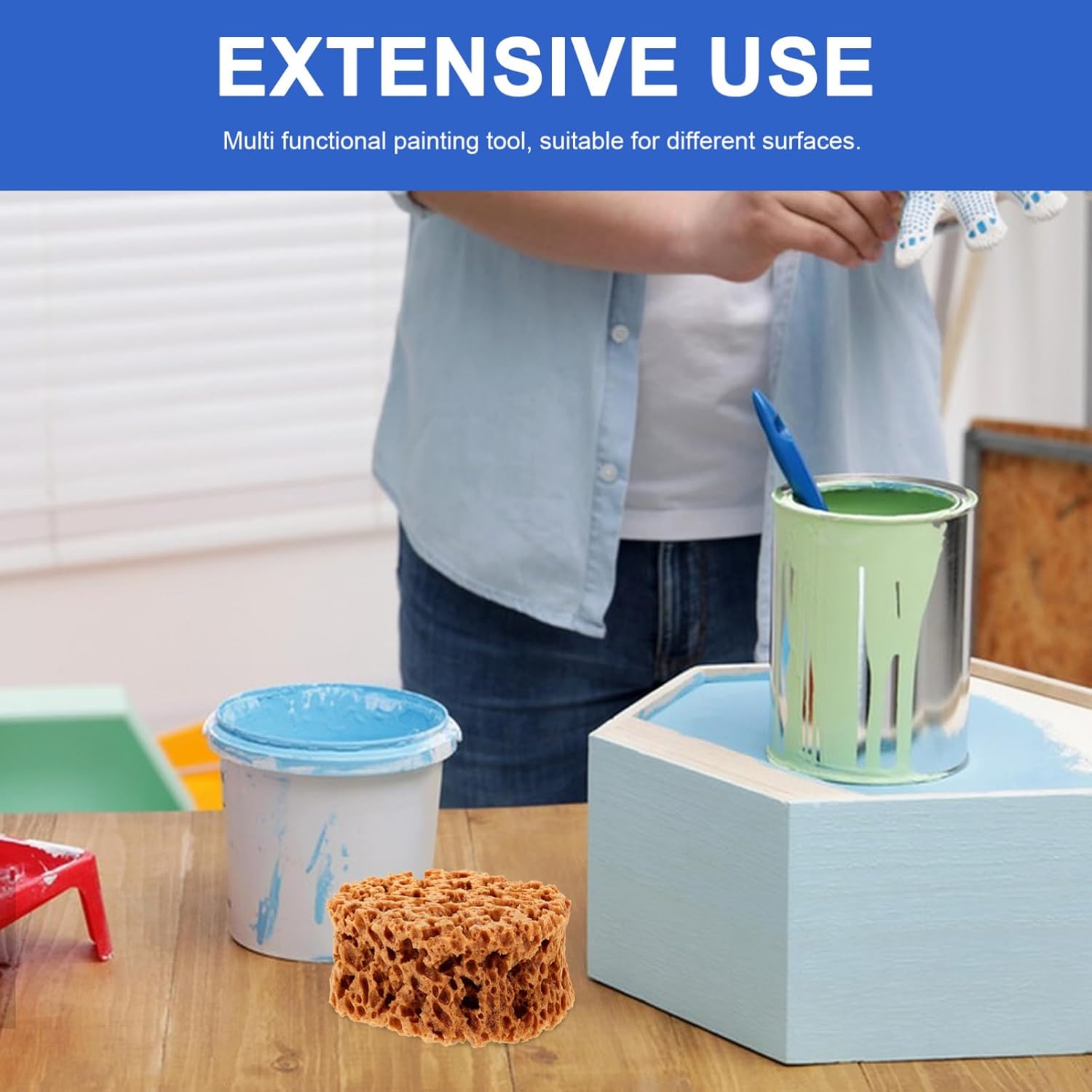 UPKOCH Reusable Natural Sea Sponge Painting Tool 5.90X4.72X2.75In Texturing Sponge for Wall Art Decorative Crafts and DIY Painting Projects