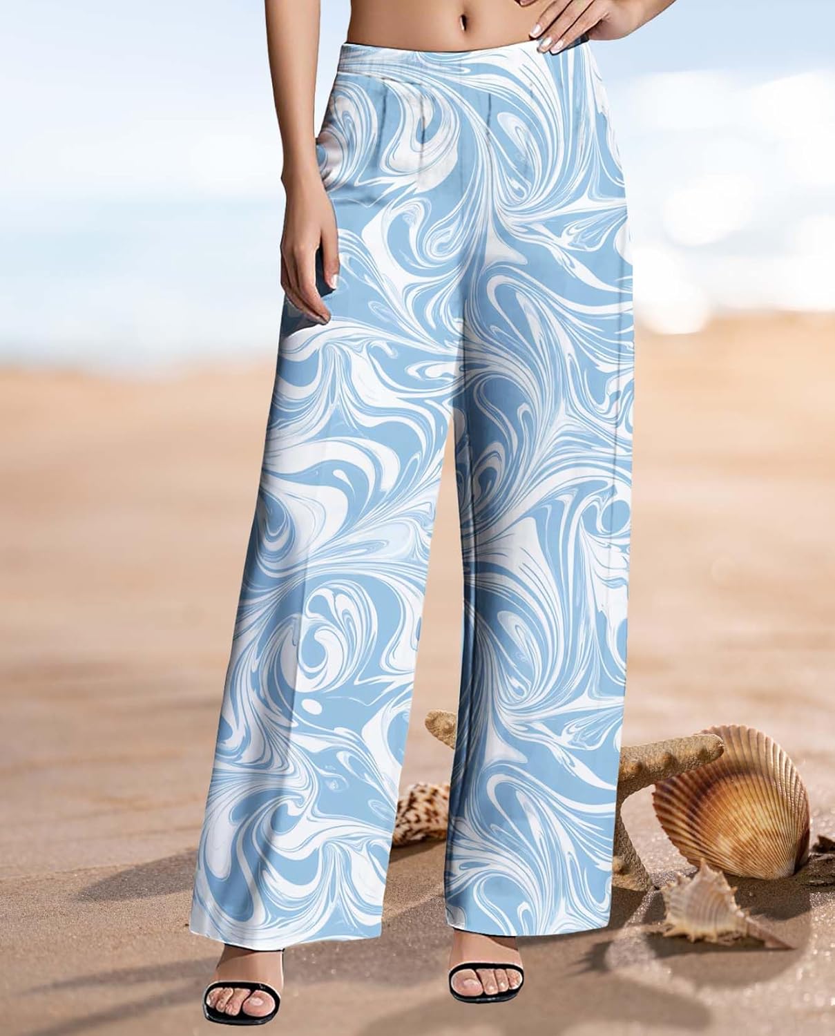 Womens Boho Pants Casual Oversize High Waisted Wide Leg Trousers Pattern Printed Ourdoors Pant for 2025 Summer - Image 4