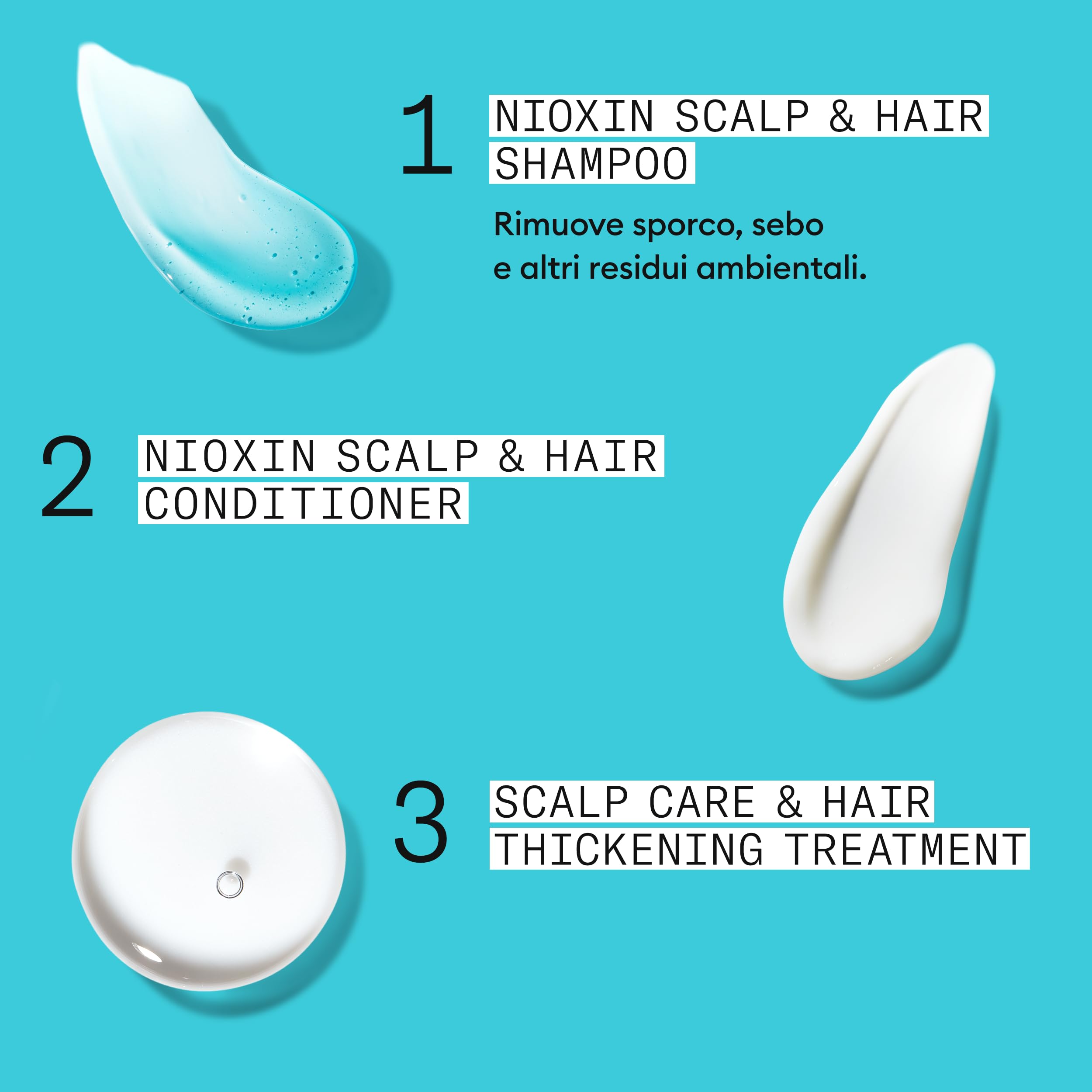 Nioxin Scalp + system zagęszczania włosów 3 zestawy do trifazy - kolorowe lub suche włosy z łagodnym przerzedzeniem - szampon, odżywka i pielęgnacja skóry (300 + 300 + 100 ml)