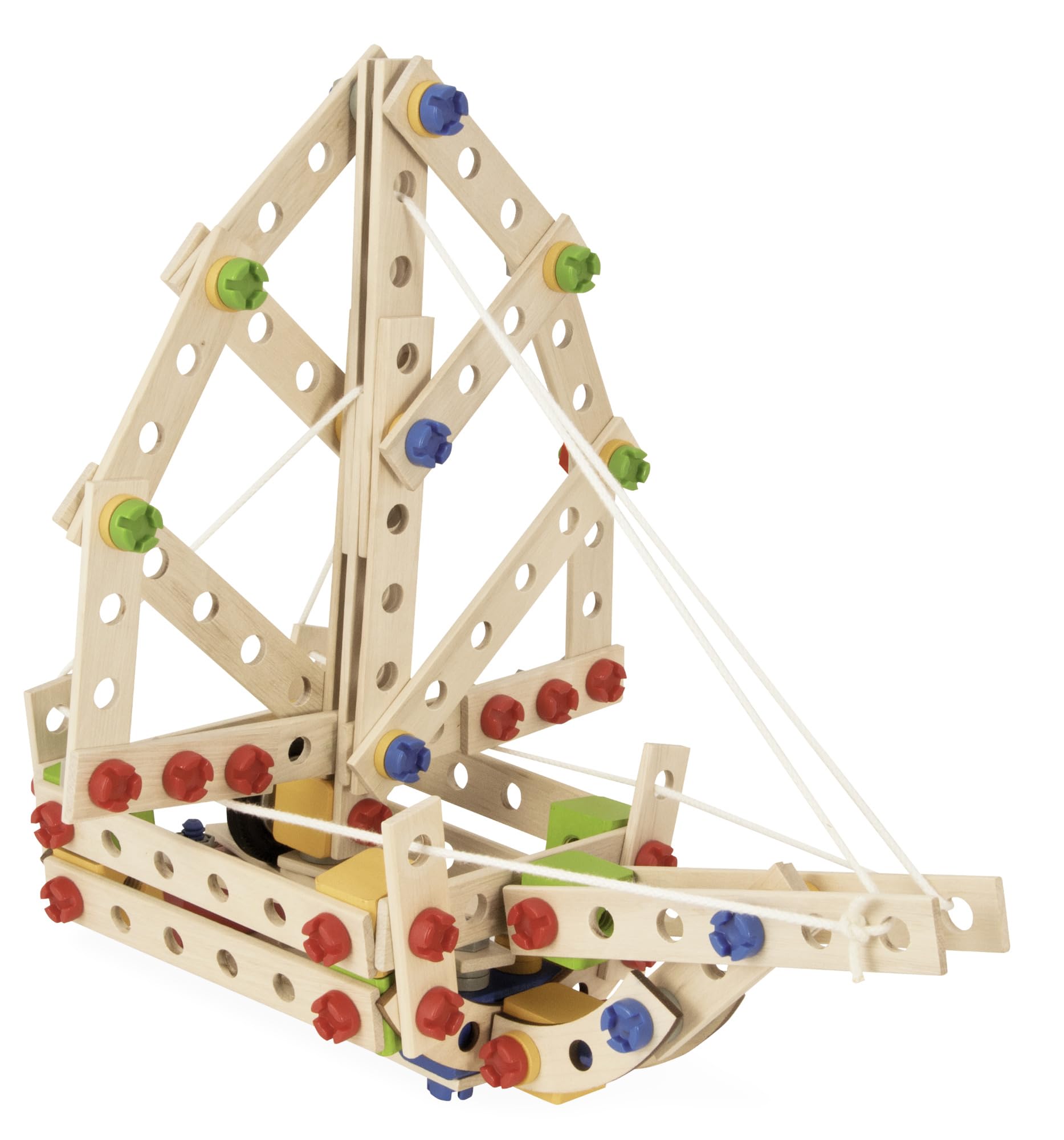 Eichhorn-100039098 Constructor Helicóptero – Juguete de Madera versátil, 225 Piezas, 5 construcciones carbón (100039098)