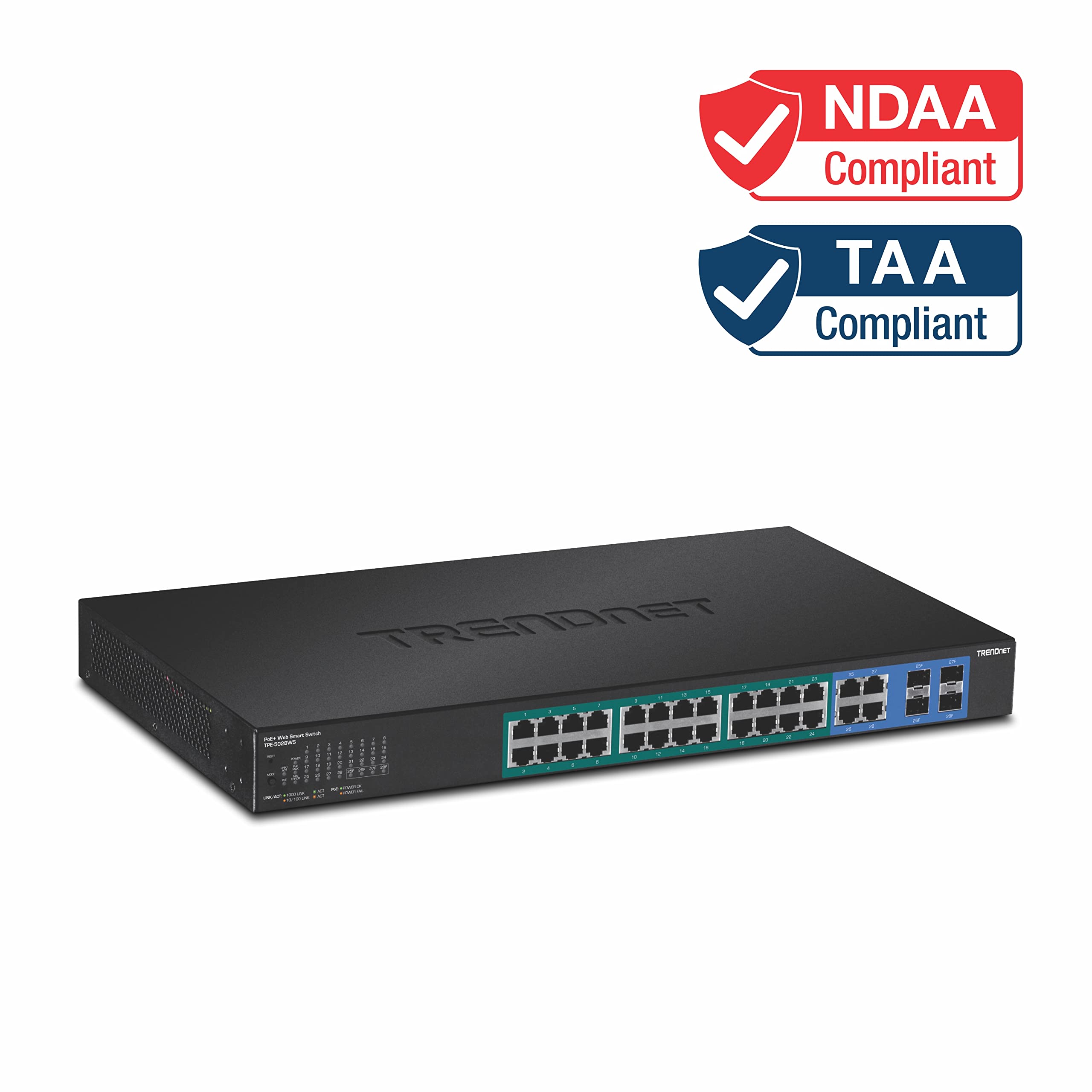 Trendnet 5028ws 28 Porte Switch Poe + Gigabit Web Smart, 370 W Nero