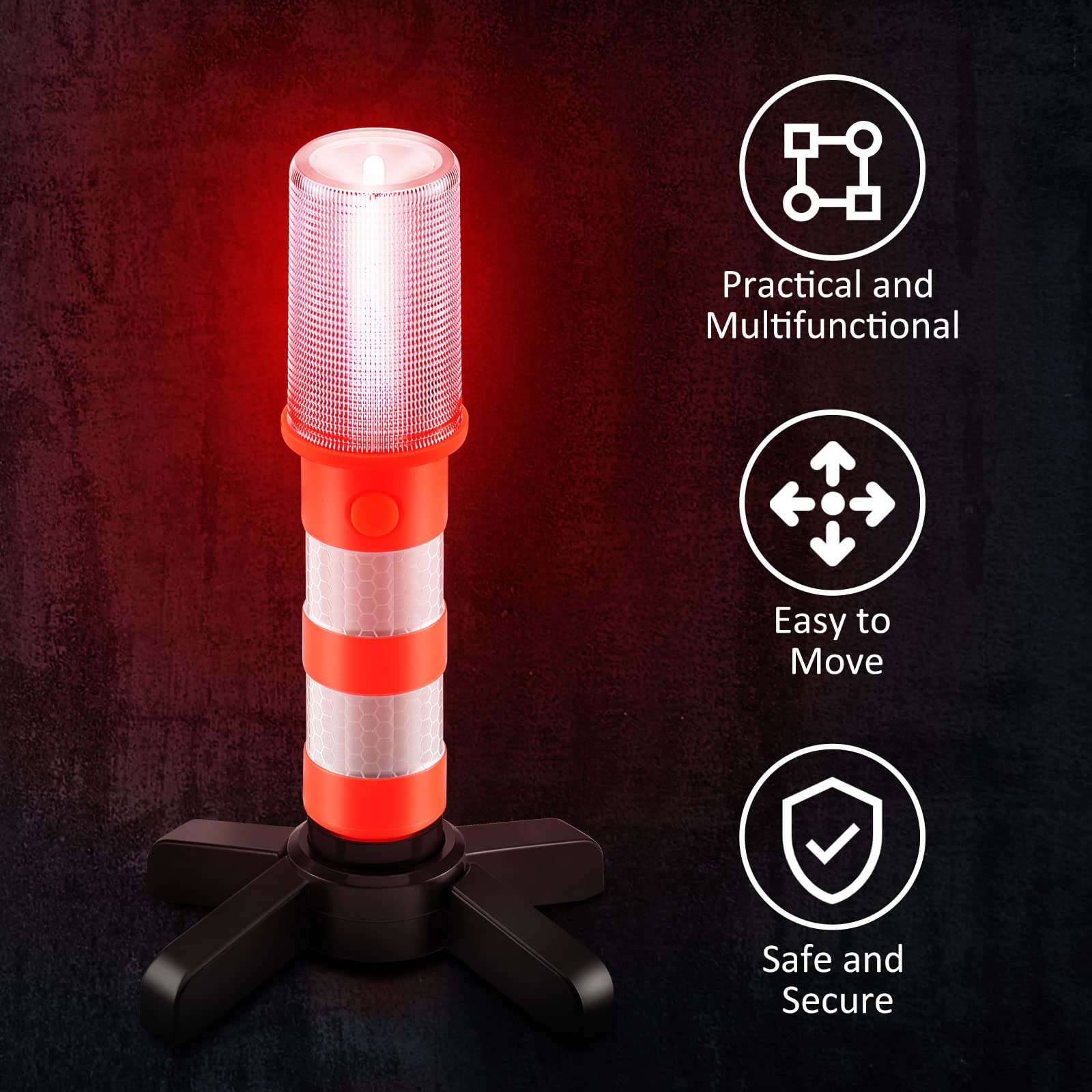 LED Route éclaire La Lumière, 2PCS Voiture Urgence Routière Clignotant Sécurité Kit, Lumière Stroboscopique Kit Balise D'avertissement pour Les Avertissements de La Circulation