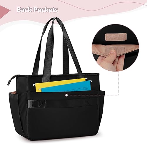 Miniatura 4 de Bolso para profesores con compartimento para laptop, bolsa grande para trabajo y suministros para profesores, color negro (vacío, diseño patentado)