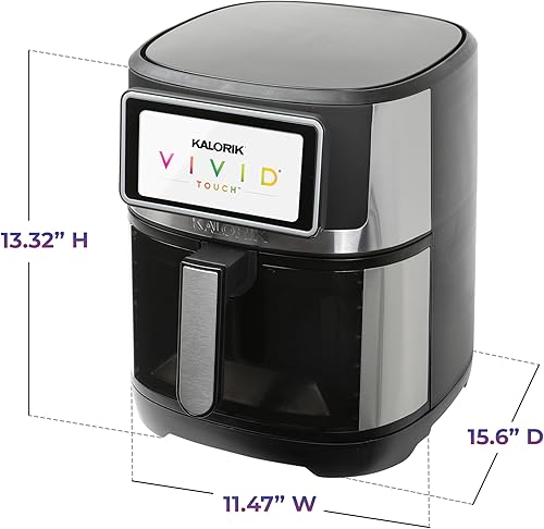 Miniatura 6 de Kalorik - Freidora de aire de la serie VIVID TOUCH, capacidad de 7 cuartos de galón con pantalla táctil de alta resolución, 200 preajustes de