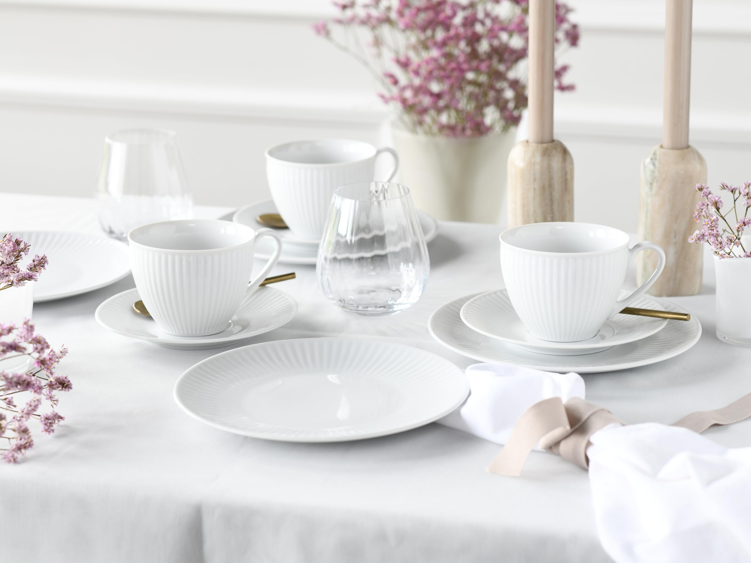 CreaTable 21876 Série Valenica Service à café en porcelaine pour 6 personnes Blanc