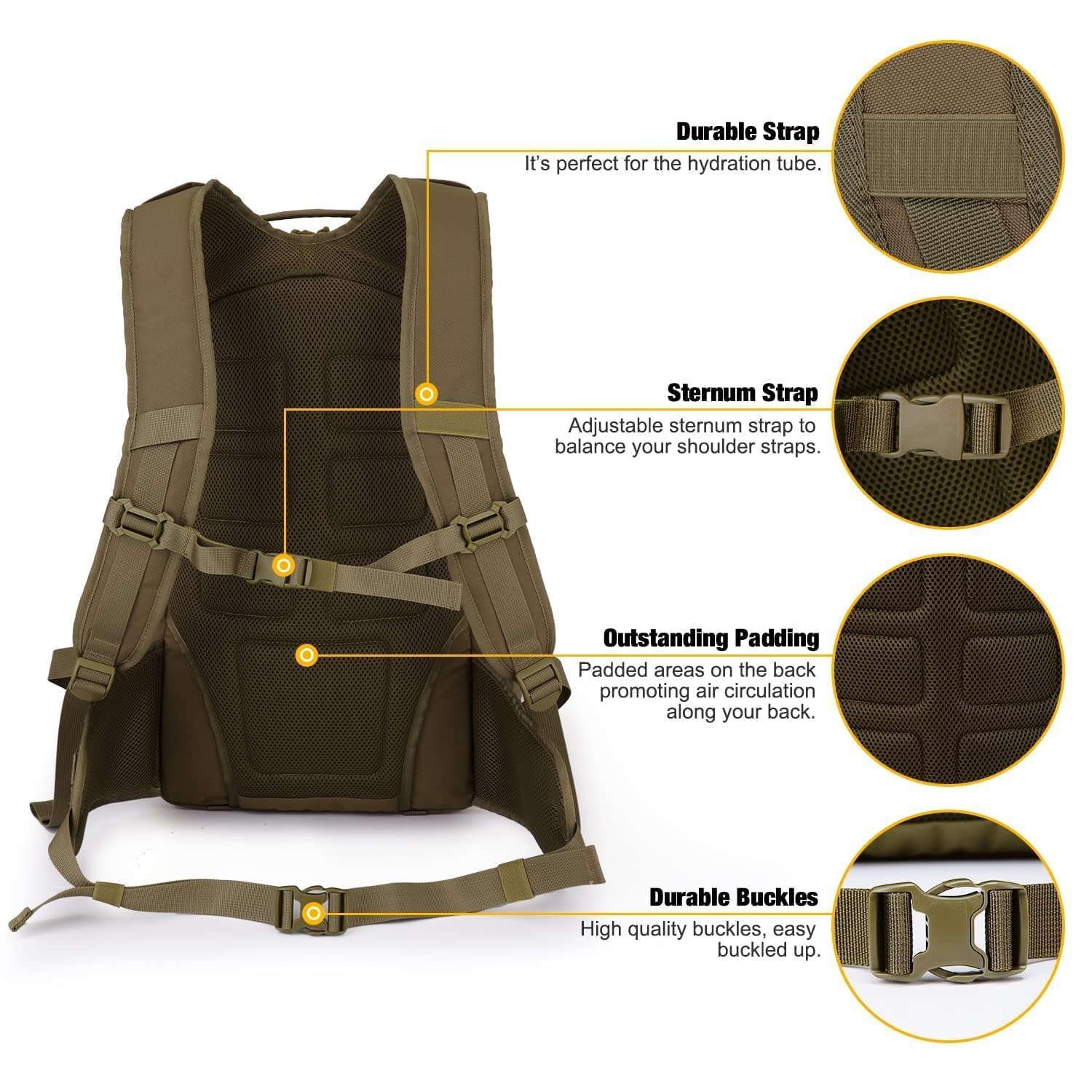 Mardingtop Plecak taktyczny, 35 l, plecak trekkingowy, wojskowy, na kemping, wędrówki, podróże
