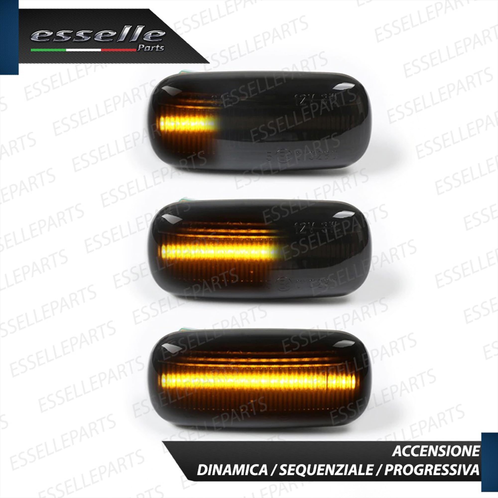 Coppia Frecce Laterali Nero Fumé Progressive Dinamiche A Led per Fiat Freemont, Lancia Flavia, Plug and play Canbus