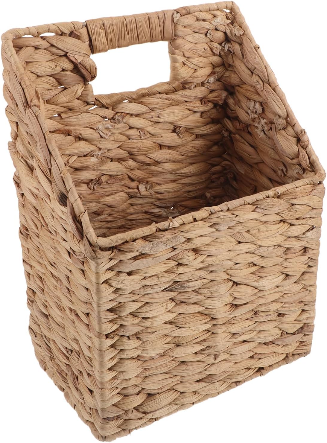 Woven Wall Hanging Basket Large Rattan Magazine Storage Organizer Handwoven Wall-mounted File and Book Holder for Home Office Wall Decor