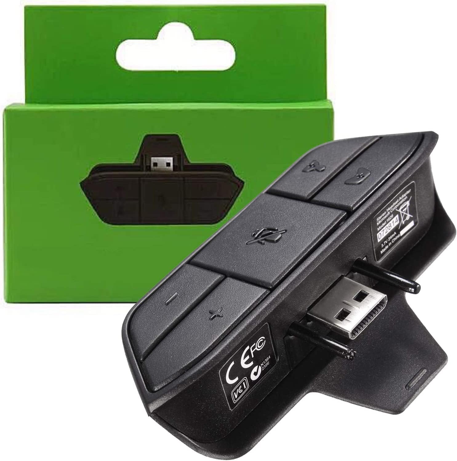 Stereo Headset Adapter for Xbox One, Game Audio Mic Headphone Converter – Black