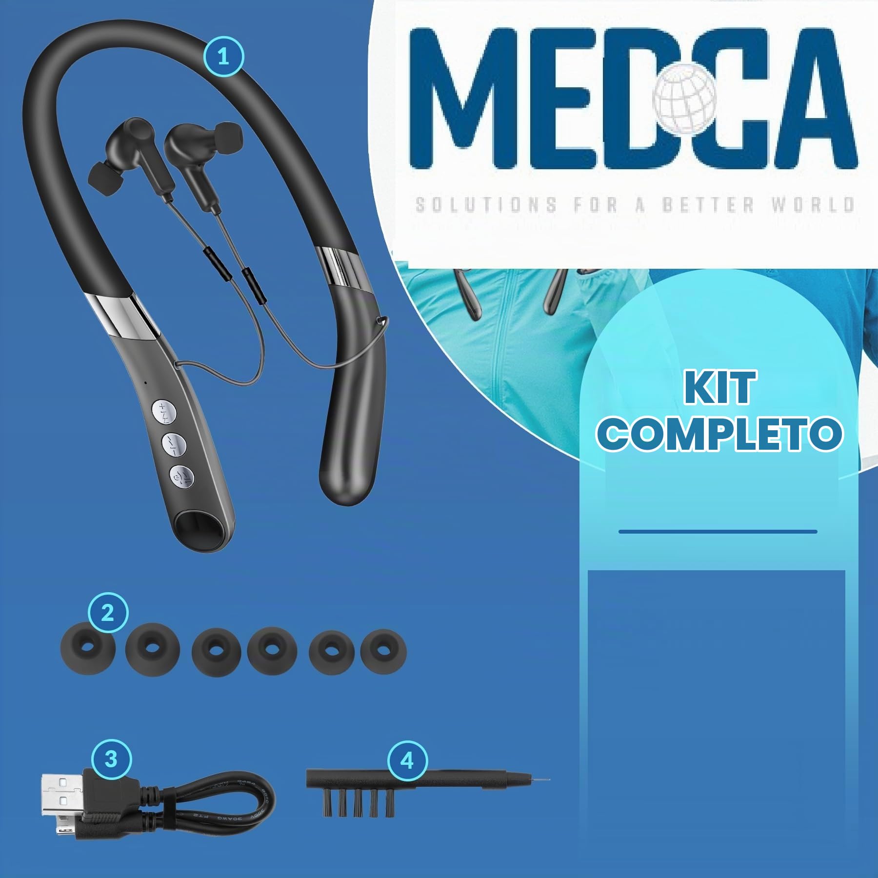 Fascia da collo vivavoce wireless bluetooth ricaricabile, dispositivo di riduzione del rumore per il collo aiuta a stare comodo per ascoltare, guardare la TV, conversazioni per anziani e adulti