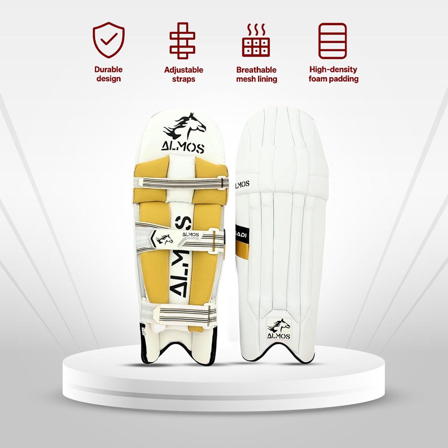 Almos Sports Cricket Batting Pads - Professional Lightweight Versatile Leg Pads for Boys, Men, Adults | MKT PRO, SHAH X, ZAK PRO, HAADI Style |