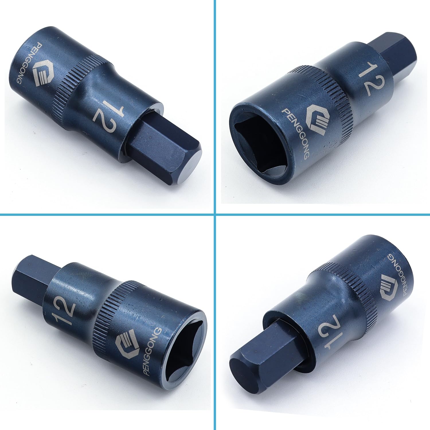 Juttzzei 1/2" Drive x H12 Hex Bit Socket, 12mm Allen Key Square Socket, Premium S2 Steel H12 Hex Bit with 2" Length - Image 3