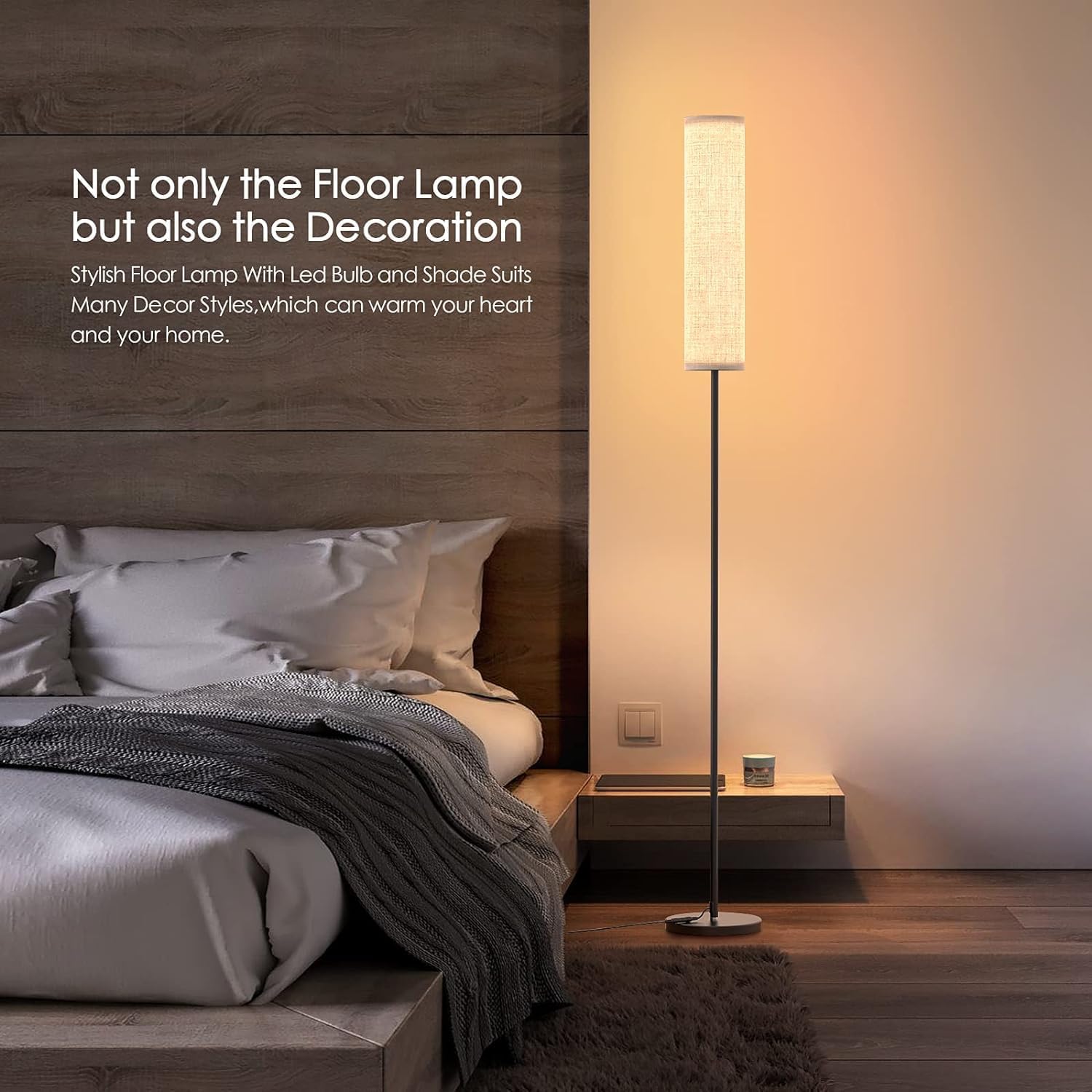 Lithomy Lampada da Terra, 12W Piantana Salotto con Telecomando Lampade da Terra con 4 Temperature Colore e Modalità Luce Notturna, Lampada da Terra LED per Soggiorno, Camera da Letto, Studio