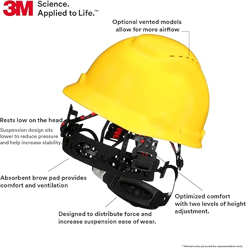 Vista 20 de 3M Hard Hat SecureFit H-700 Series - Casco de seguridad estilo gorra con sensor Uvicator, suspensión de trinquete de difusión de presión de 4 puntos