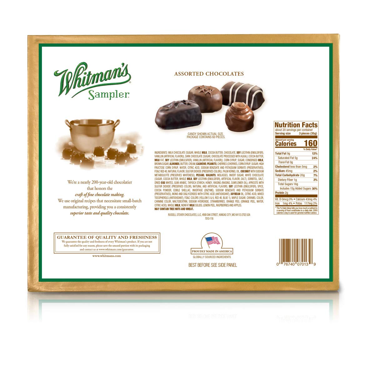 Russell Stover Whitman's Sampler Chocolate Box Assortment Box, An Assortment of Nutty, Chewy, Creamy Crispy Milk Chocolate Covered Candies and Dark Chocolate Covered Candies, 24 Ounce : Grocery & Gourmet Food