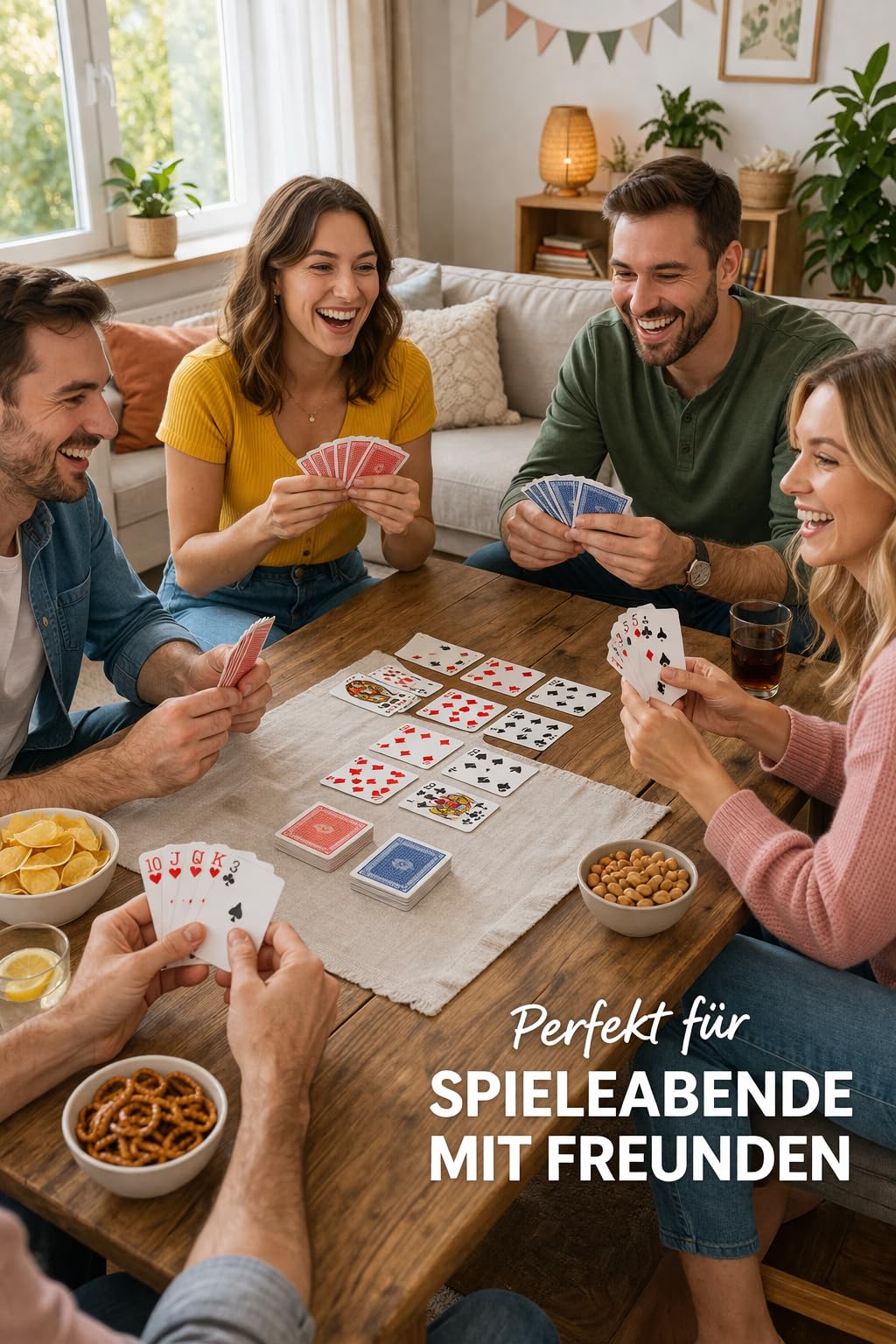 Rommé Karten 2x55 Blatt – Doppel Kartenspiel mit Joker – Spielkarten Set für Rommé, Skat, Poker, Doppelkopf & Bridge – Klassische Spielkarten für Erwachsene