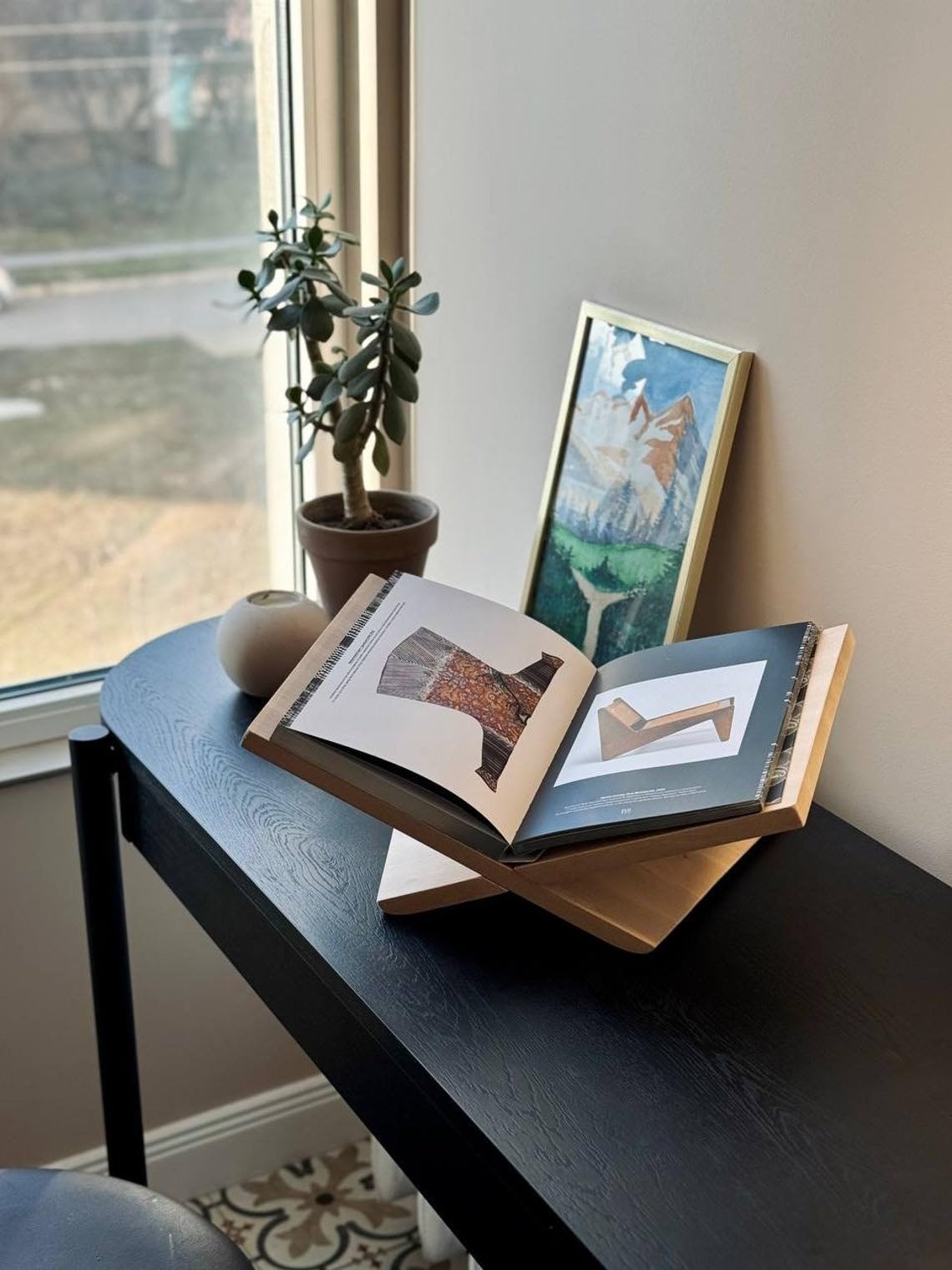 Leggio aperto per libri in legno, personalizzabile, supporto per libri di cucina, decorazione eclettica per la casa, idea regalo per gli amanti dei libri, regalo per la festa della mamma