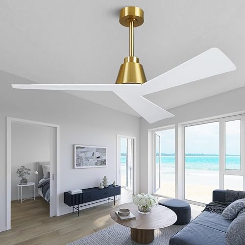 Ventilador de techo de 52" sin luz con control remoto, ventiladores de techo modernos para patios, dormitorio, casa de campo, 3 aspas, ventilador de