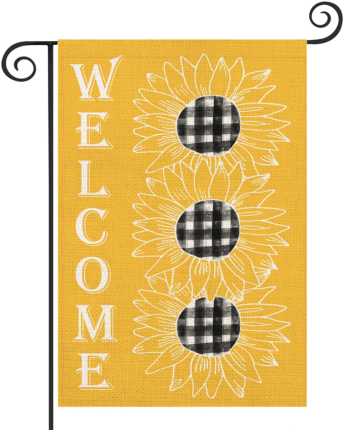 Easternproject Welcome Sunflower Garden Flag for Outside 12.5x18 Inch Spring Summer Yellow Flower with Black White Buffalo...