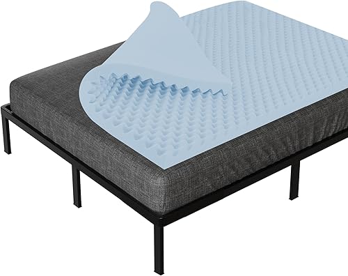 Treaton Cubrecolchón de espuma viscoelástica con gel contorneado de 1 pulgada con diseño de cáscara de huevo transpirable suave y cómodo para dolor