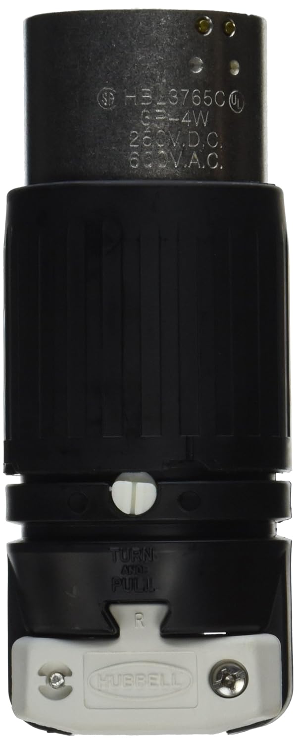 Hubbell HBL3765C Locking Plug, 50 amp, 250VDC/600VAC, 3 Pole, 4 Wire