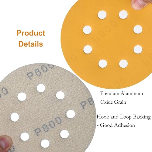 Miniatura 32 de Discos de lija de 5 pulgadas, 8 agujeros, papel de lija de órbita aleatoria de grano 120, paquete de 50