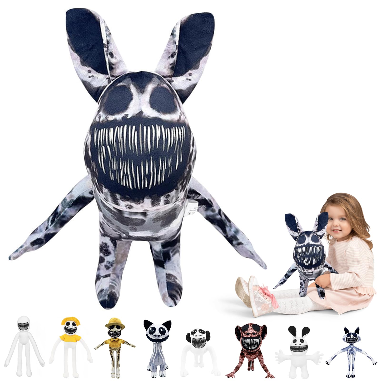 Zoo-nomaly Plush, 35 cm Zoo-nomaly Peluche, 2024 Zoo Horror Game Plush Cushion for Boys, Girls, Adults, Halloween Birthday, Zoo Anomaly Fabric Doll (Printed Rabbit)