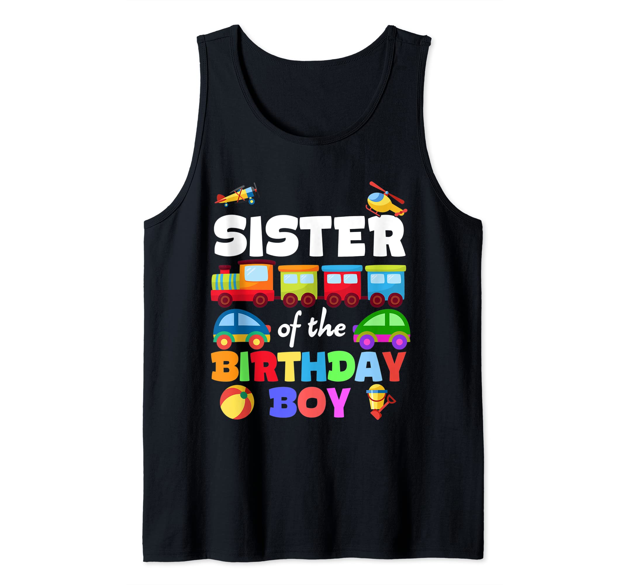 Trains Vehicles Birthday Family Bday Party AIUSSister Of Birthday Boy Trains Matching Family Bday Party Tank Top