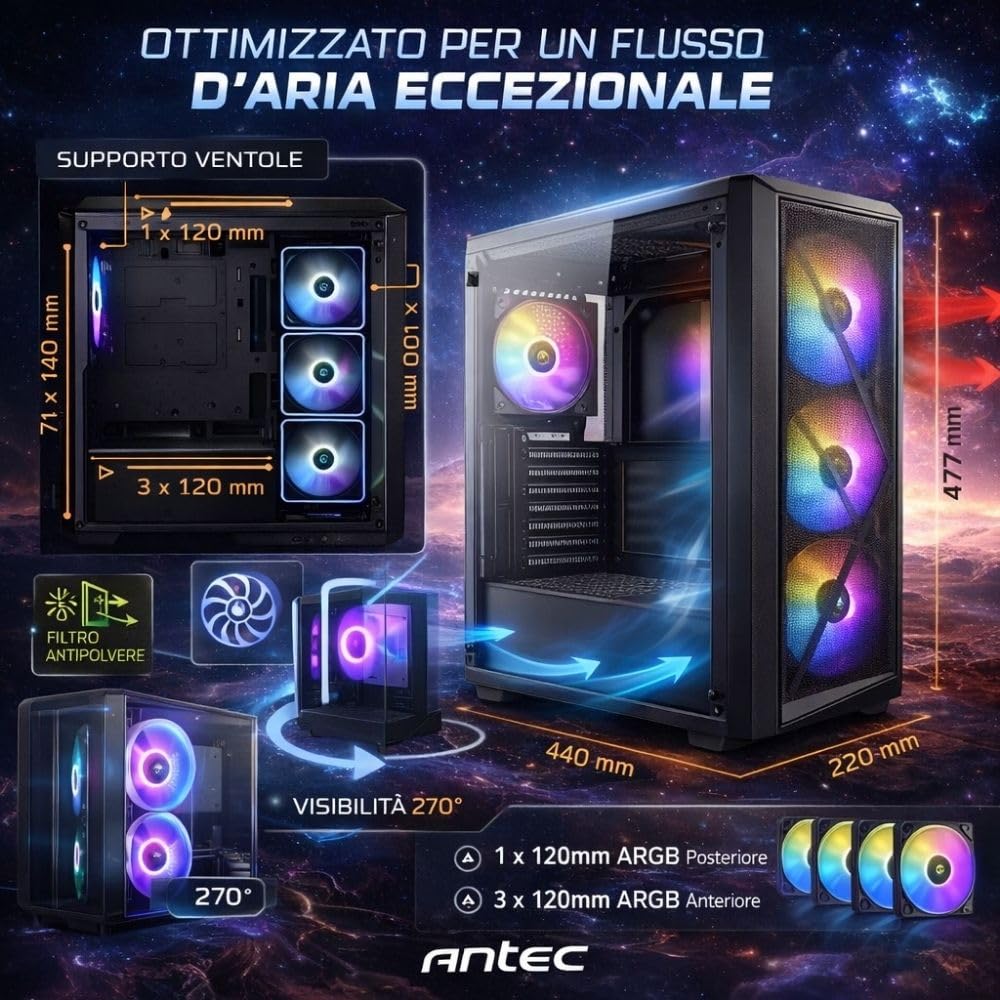 PC GAMING URANUS – AMD Ryzen 7 5700X – Nvidia GeForce RTX 3060 12 GB – 16 GB DDR4 RAM – SSD NVMe 512 GB – Wi-Fi – Windows 11 Pro – Mid Tower