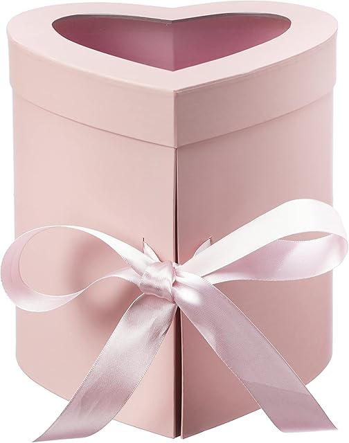 PINK SPLIT FLOWER GIFT HAT BOX HEART SHAPE LINED MOTHERS DAY EASTER