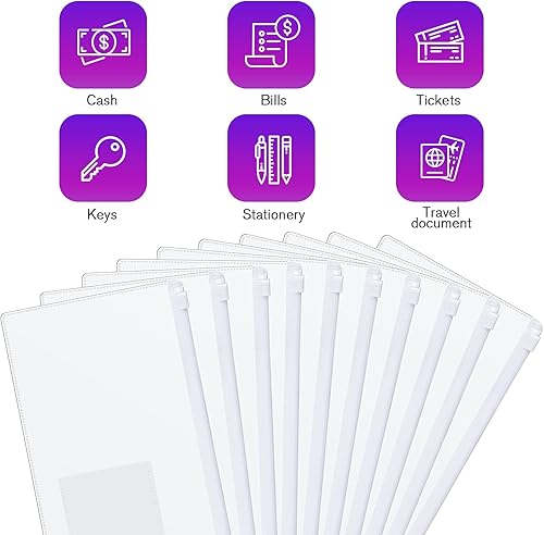 Miniatura 3 de Marspark 100 piezas de estuche transparente para lápices con cremallera, sobre a granel con bolsillo para etiquetas, sobres de plástico transparente