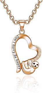 Sloth Jewelry Don't Hurry Be Happy Sloth Necklace Heart Shape Necklace Sloth Charm Necklace for Sloth Lovers Impulsive People