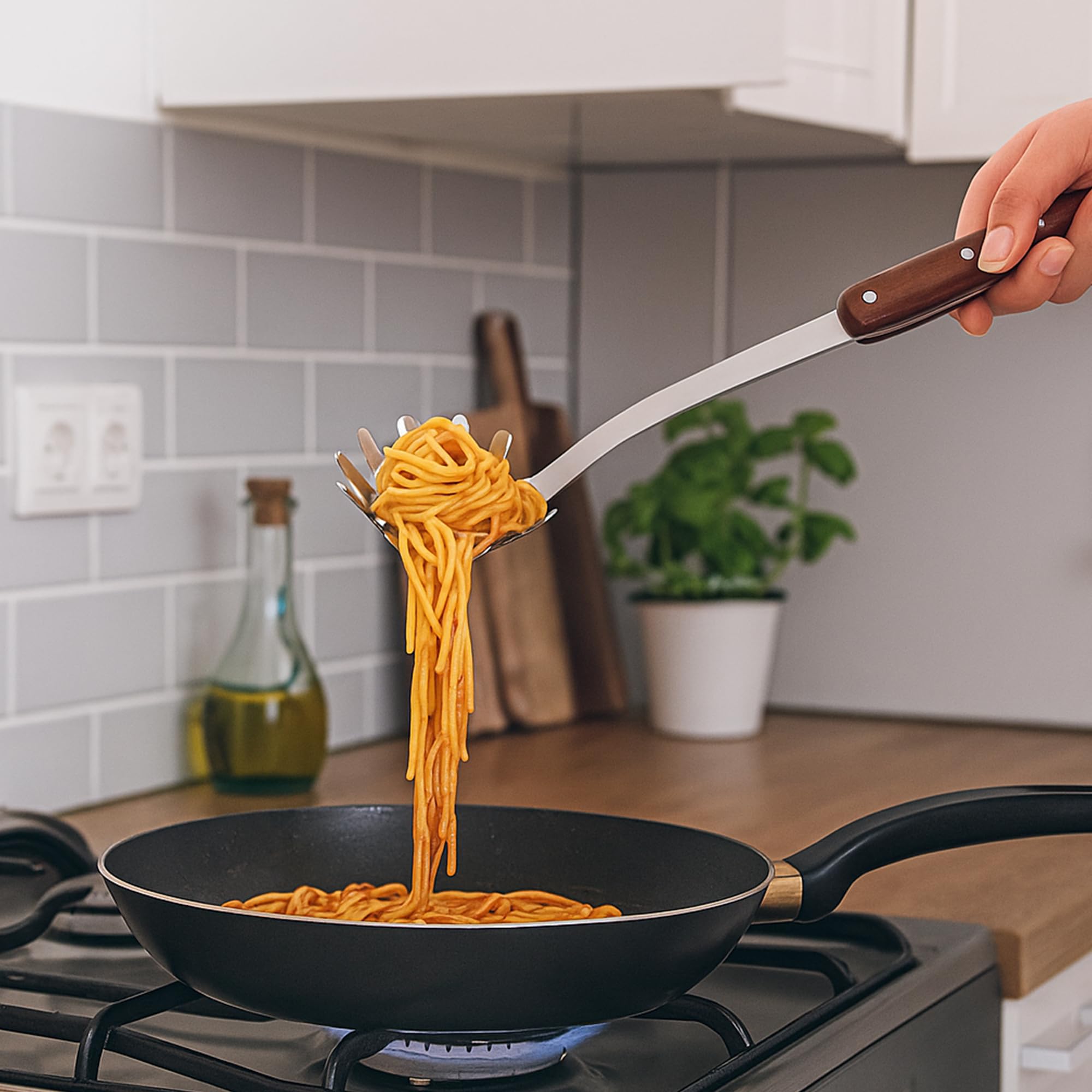 FJNATINH Ustensiles de cuisine en acier inoxydable poli miroir (Ustensiles de cuisine D, argent)