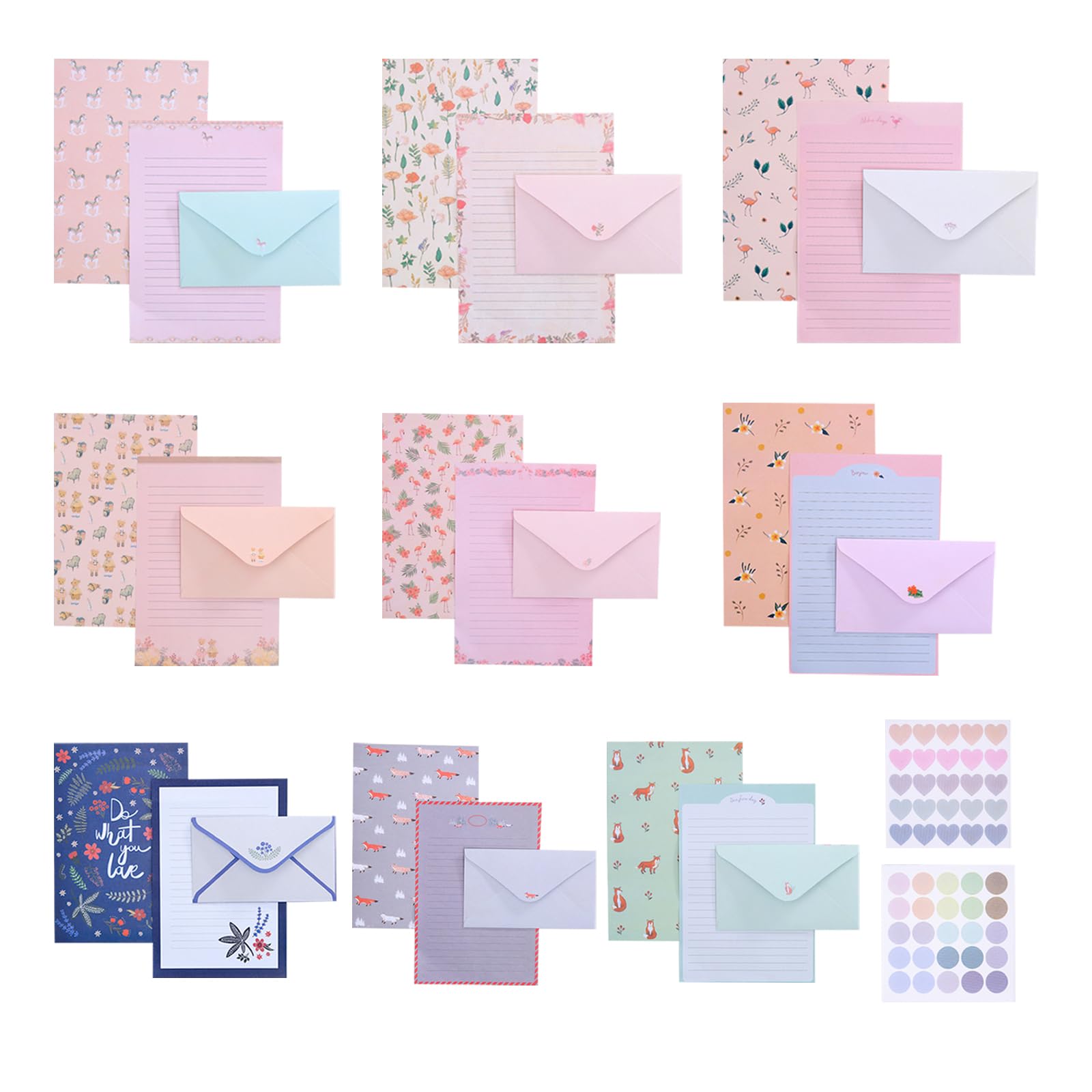 Dengthrive 81Pcs Writing Paper and Envelopes Sets, 54 Writing Paper and 27 Envelopes, Cute Lined Stationery Paper, Letter Writing Set Letter Paper for Letters, Invitations Office School Supplies