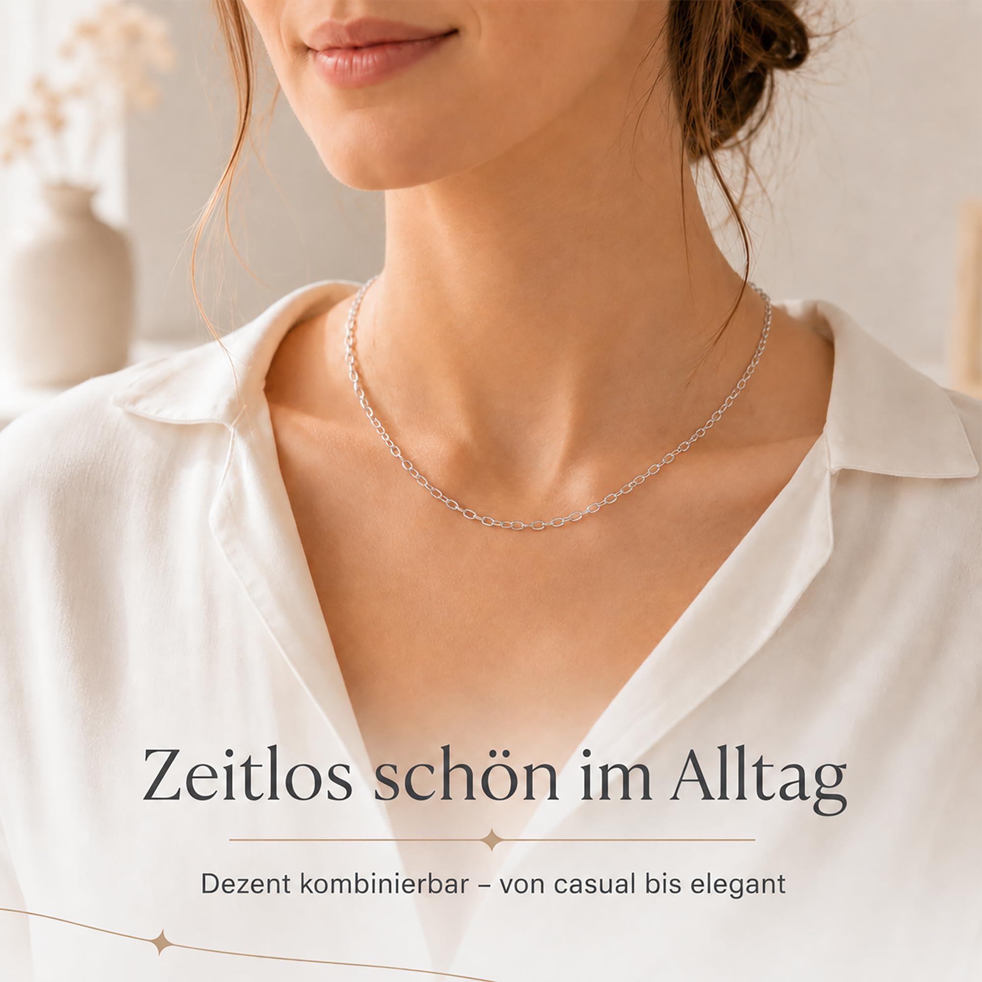 Ankerkette 925 Silber Kette Damen Halskette 2,7 mm 101032-0 | Silberkette etwas breitere Glieder in den Längen 42 45 50 60 70 80 90 100 cm verfügbar
