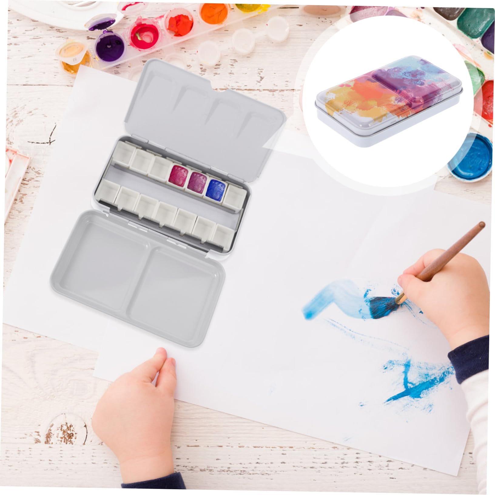 Lurrose 3ensembles Palette De Mélange Pigmentaire Boîte Art Portable pour Aquarelle Gouache Et Peinture à Huile avec Compartiments Idéale pour Artistes Et Débutants