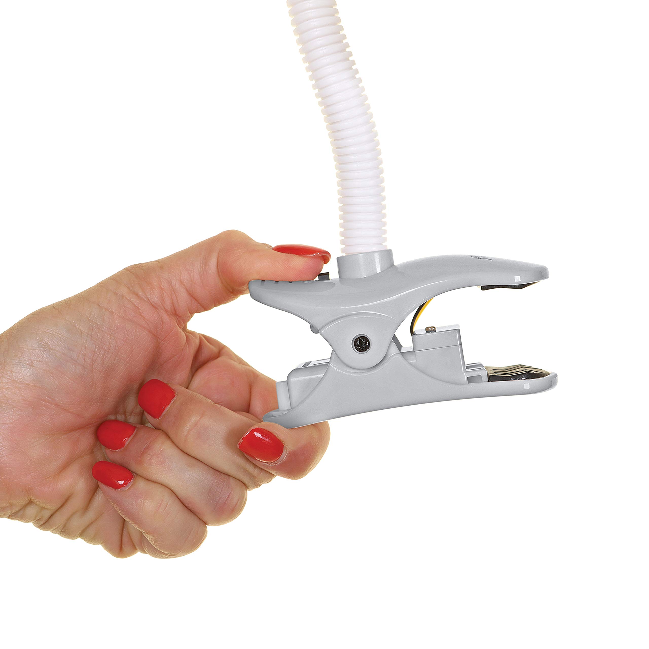 Dreambaby G2281 freistehender, verstellbarer Kinderwagenventilator mit weichen Schaumstofflamellen – Faltbarer Kinderwagenventilator mit flexiblem Hals – Weiß/Grau (Batterien nicht enthalten)