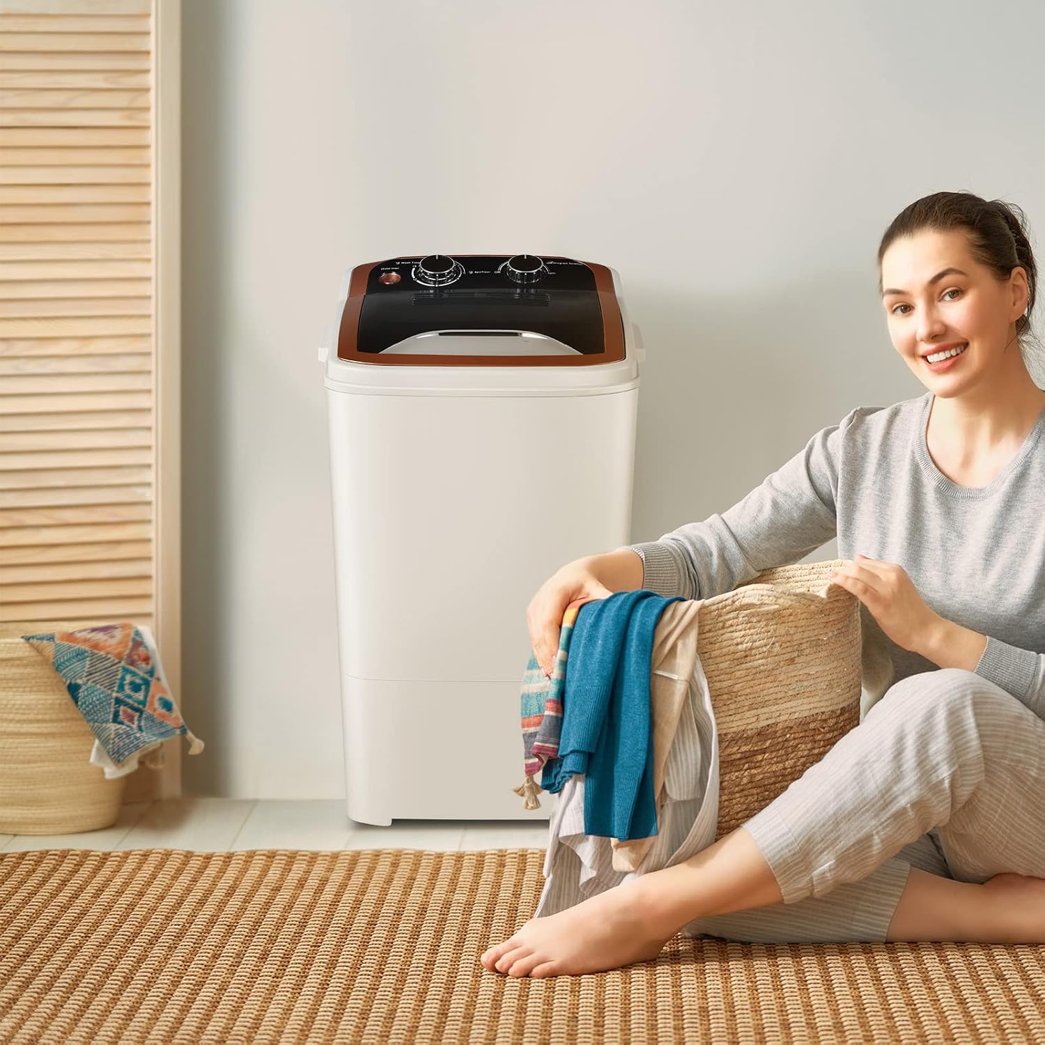 Wash and Spin Dry functions of the Tiktun Portable Mini Single Tub Washing Machine