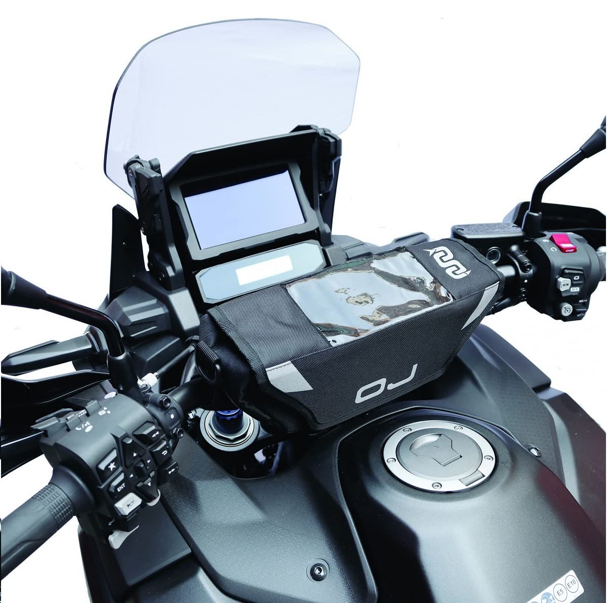 OJ Borsello da Manubrio X Moto Handle Nero – Porta Telefono Impermeabile con Tasca Multiuso – Borsa Moto Universale Facile da Installare e Stabile Durante la Guida