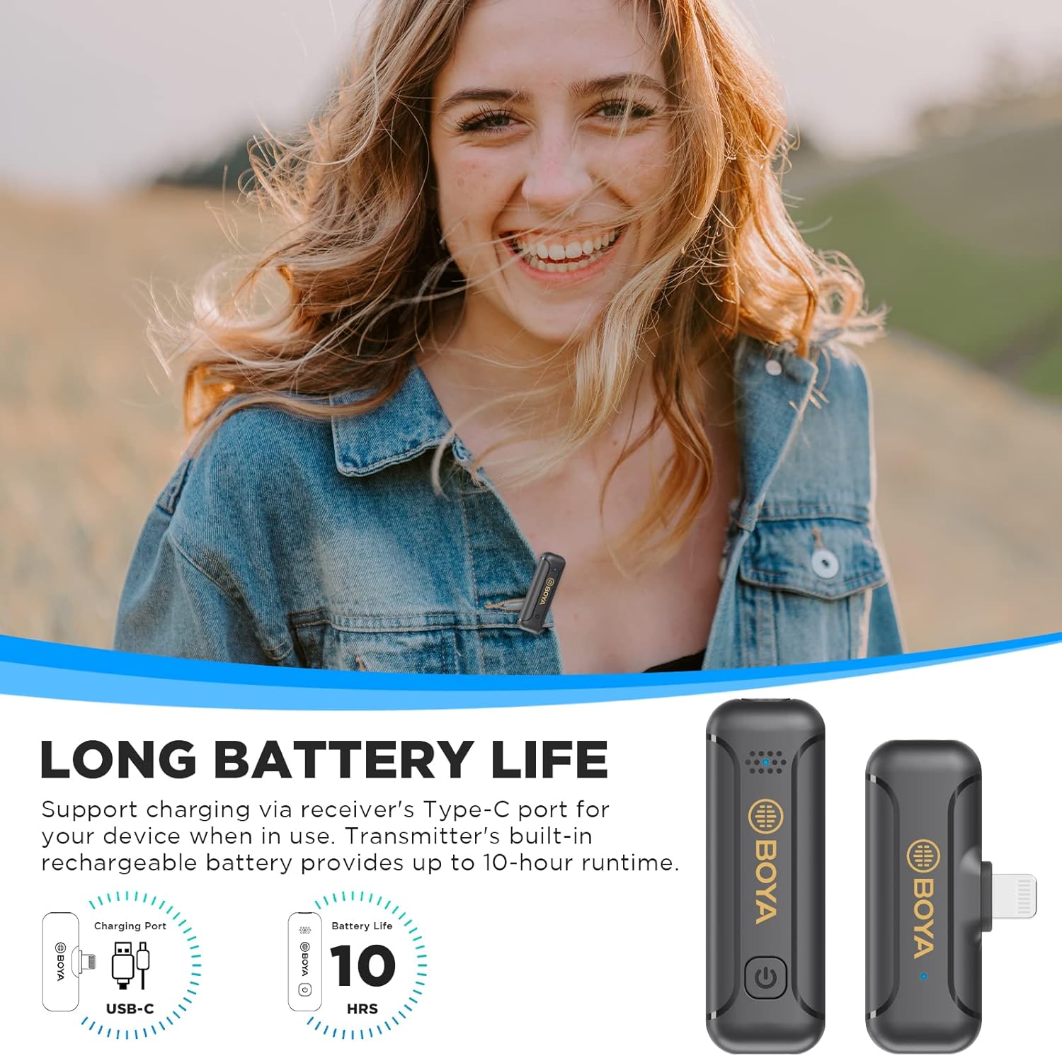 BOYA BY-WM3T2-D1 Wireless Lavalier Microphones for iPhone iPad Phone Omnidirectional External Mini Lapel Lightning Microphone for iPhone Clip-On Mic for Video Recording Podcast YouTube Live Streaming